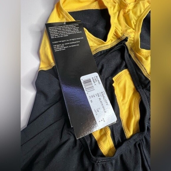 TYR Girls' Maxfit Swimsuit Atle- T-Splice black/gold size 8. - Picture 8 of 12